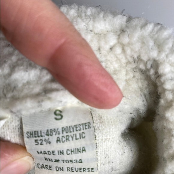 Orvis Women's Ivory Sherpa Button Front Jacket With Brocade Details Sz Sm - Picture 6 of 10